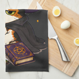 Paño De Cocina Bruja Gato Gruñón Halloween 