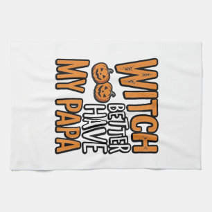 Paño De Cocina Bruja Mejor Tenga Mi Papa Halloween Camiseta Papa 