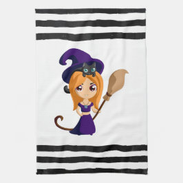 Paño De Cocina Bruja suave en Halloween Gorra morado