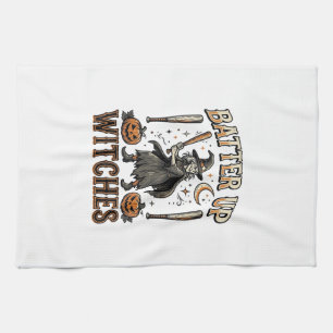 Paño De Cocina Brujas al Bat Vintage Diseño de Béisbol de Hallowe