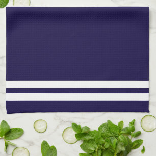 Paño De Cocina Brújula náutica blanca de moda sobre azul marino