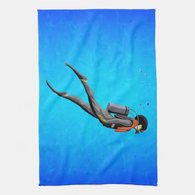 Paño De Cocina Buceo con escafandra del hombre (Vertical)