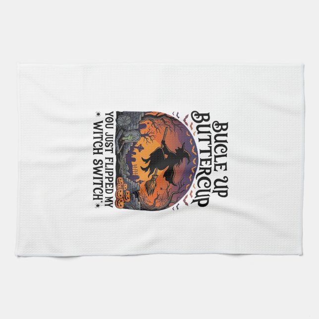 Paño De Cocina Bucle Arriba Bruja Mantequilla Switch Halloween Es (Horizontal)