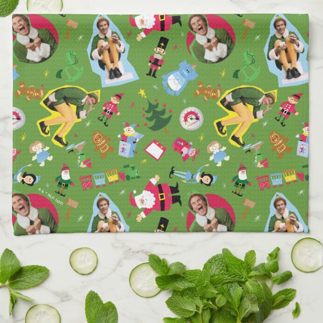 Paño De Cocina Buddy the Elf and Navidades Icons Pattern (Doblado)