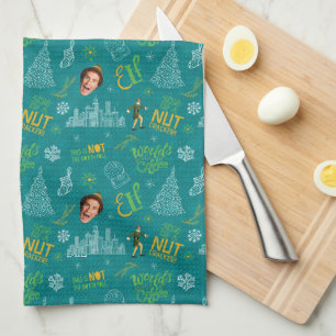 Paño De Cocina Buddy the Elf Verde azulado patrón de citas
