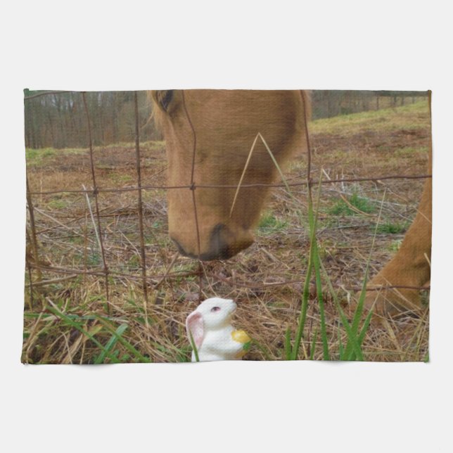 Paño De Cocina Buey y flor de primavera Bunny (Horizontal)
