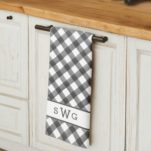 Paño De Cocina Búfalo blanco y negro Tocado tres monogramas inici