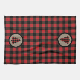 Paño De Cocina Búfalo negro rojo plantado árbol de Navidad