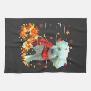 Paño De Cocina Bufanda de Otoño de Poochon - Hojas de Otoño de Pe