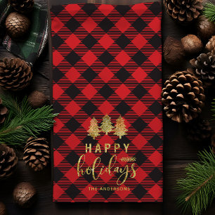 Paño De Cocina Buffalo Plaid Happy Holidays Personalizado
