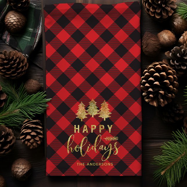 Paño De Cocina Buffalo Plaid Happy Holidays Personalizado (Subido por el creador)