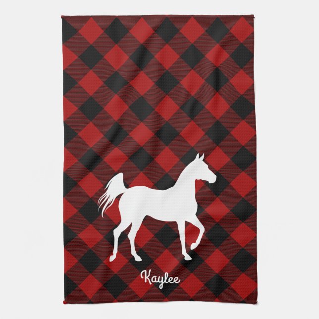 Paño De Cocina Buffalo Plaid Horse Lover (Vertical)