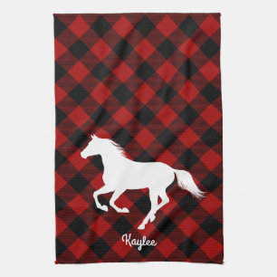 Paño De Cocina Buffalo Plaid Horse Lover