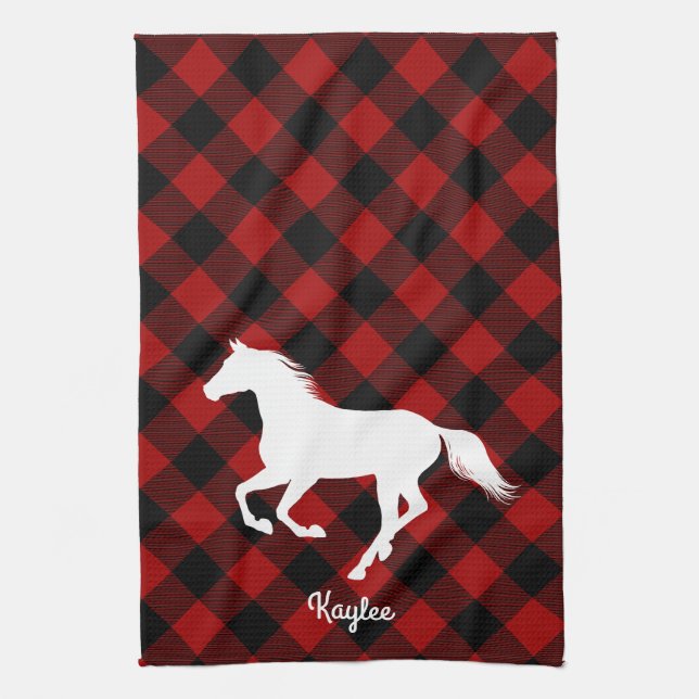 Paño De Cocina Buffalo Plaid Horse Lover (Vertical)