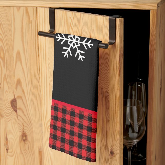 Paño De Cocina Buffalo Plaid Snowflake (Pliegue de tercios)