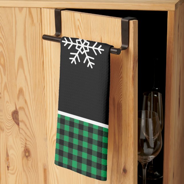 Paño De Cocina Buffalo Plaid Snowflake (Pliegue de tercios)