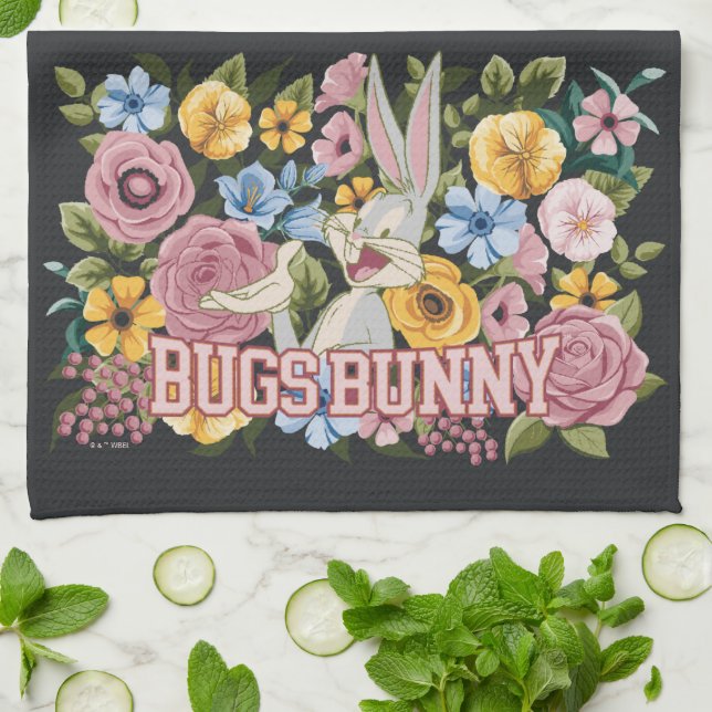 Paño De Cocina BUGS BUNNY™ Bordado Floral Gráfico (Doblado)