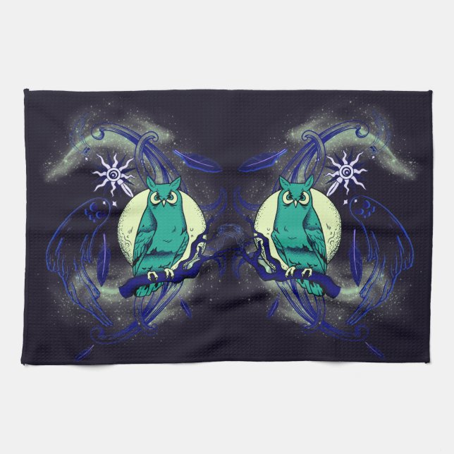 Paño De Cocina Búho y fantasma (Horizontal)