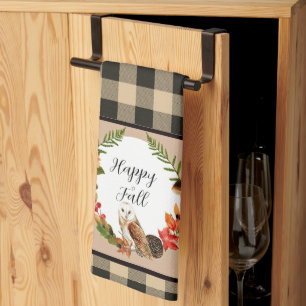 Paño De Cocina Búho y naturaleza con texto personalizable