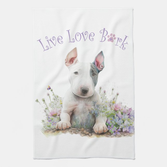 Paño De Cocina Bull Terrier Dog Mom Floral (Vertical)