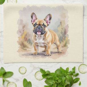 Paño De Cocina Bulldog Francés Canela Marrón Claro Hermoso Perro 