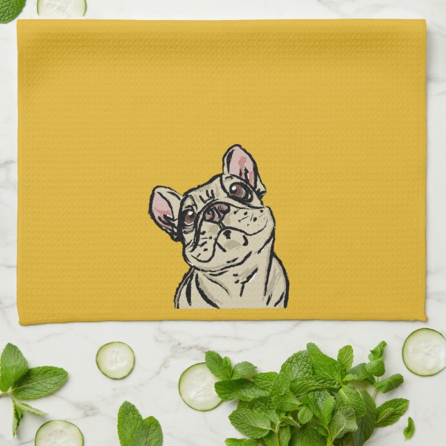Paño De Cocina Bulldog francés con grafitis (Doblado)