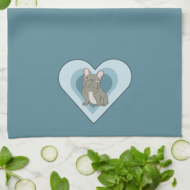 Paño De Cocina Bulldog Francés Gris (Doblado)