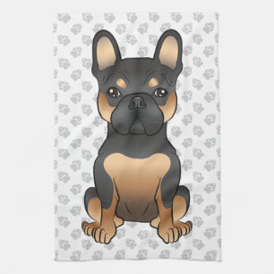 Paño De Cocina Bulldog Francés Negro y Caoba / Frenchie Perro Lin