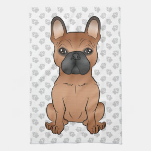 Paño De Cocina Bulldog Francés Rojo / Frenchie Perro de Dibujos A