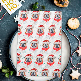 Paño De Cocina Bulldog Inglés Navidad
