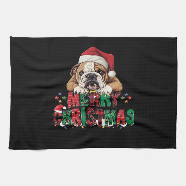 Paño De Cocina Bulldog - Merry Christmas Dog Classic T-Shirt (Horizontal)