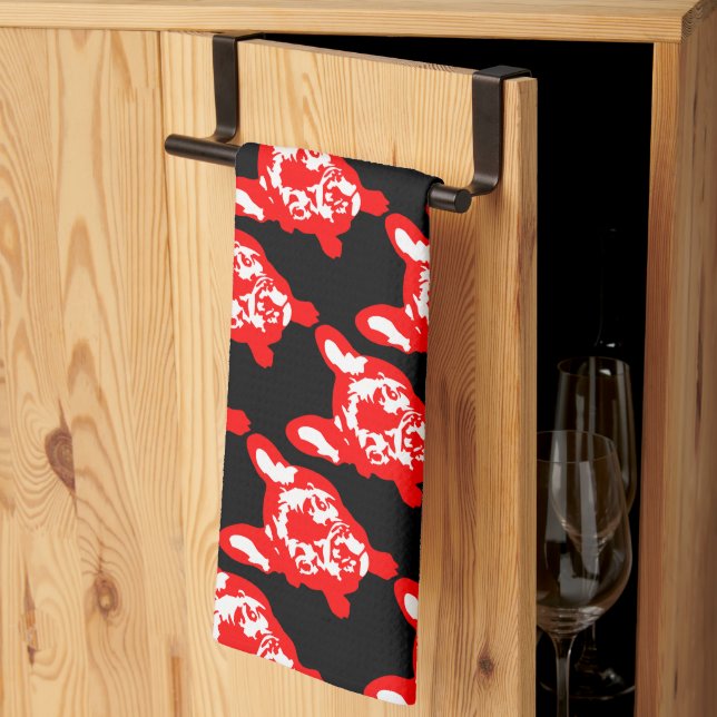 Paño De Cocina Bulldog rojo blanco lindo francés (Pliegue de tercios)