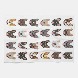 Paño De Cocina Bulldoges franceses cortos con lentes