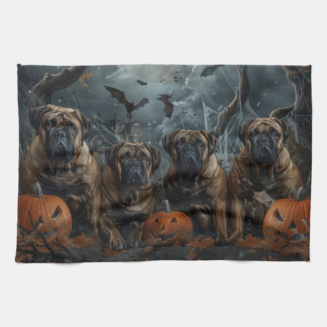 Paño De Cocina Bullmastiff Halloween Noche Doggy Delight (Horizontal)