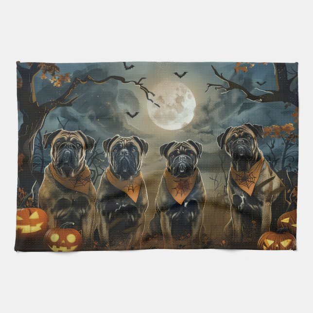 Paño De Cocina Bullmastiff Halloween Spooky (Horizontal)