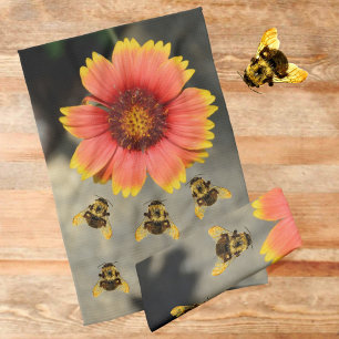 Paño De Cocina Bumblebete y Naranja Gaillardia Floral de girasol