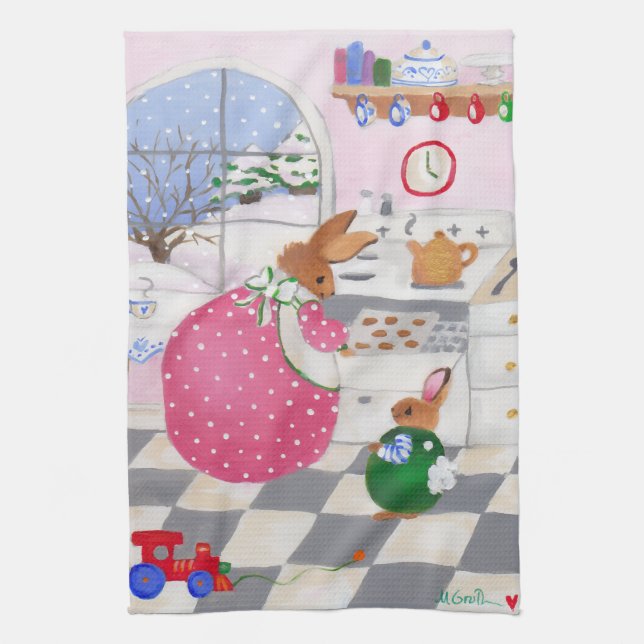Paño De Cocina Bunny Baking Cookies Kitchen Towel (Vertical)