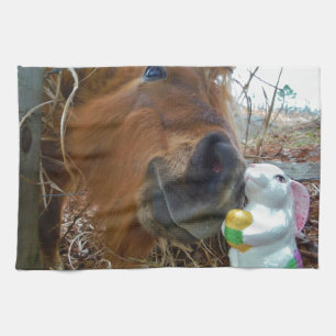 Paño De Cocina Bunny de Pascua y caballo marrón