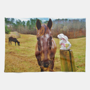 Paño De Cocina Bunny de Pascua y caballo marrón