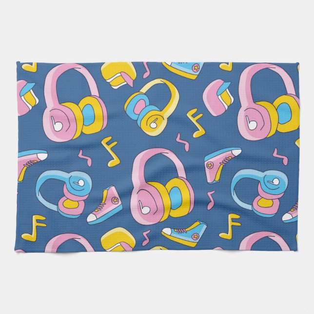 Paño De Cocina Bunter Musikmix en rosa, blau, gelb (Horizontal)