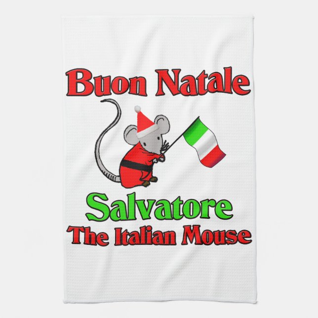 Paño De Cocina Buon Natale Salvador el ratón italiano (Vertical)