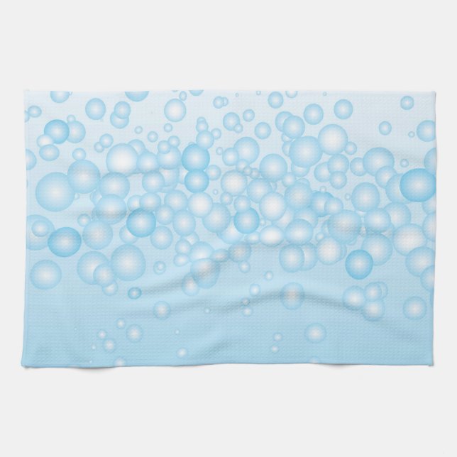 Paño De Cocina Burbujas azules del baño (Horizontal)