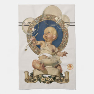 Paño De Cocina Burbujas de Bebé Vintage por J.C. Leyendecker Nurs