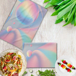 Paño De Cocina Burbujas Psicodélicas Psicodélicas Azul Azul Verde