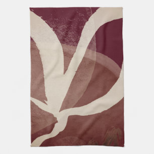 Paño De Cocina Burgundy Castaño & Crema Abstracto Acuarela
