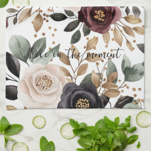 Paño De Cocina Burgundy Cream Negro Floral