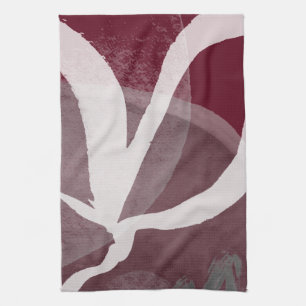 Paño De Cocina Burgundy Gris y Blanco Acuarela Abstracta
