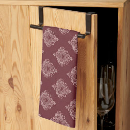 Paño De Cocina Burgundy Heart Damask Kitchen Towels