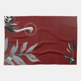 Paño De Cocina Burgundy y Gray Artistic Watercolour Deja Ostrich