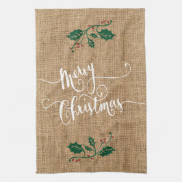 Paño De Cocina Burlap Textura Feliz Navidad